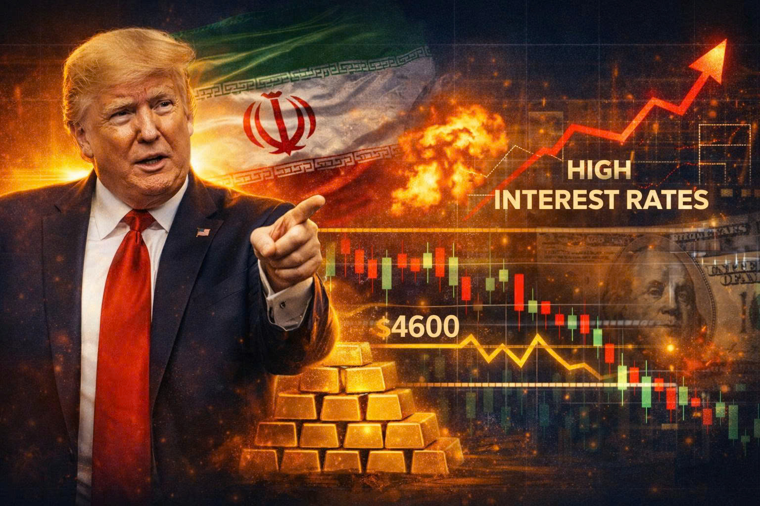 Giá vàng giảm dù căng thẳng Mỹ – Iran leo thang: Áp lực từ lãi suất cao kéo dài